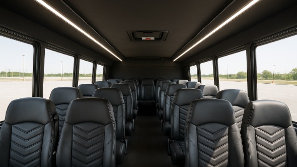 Interior of Charter Bus Company Bolingbrook's 35 Passenger Minibus in Bolingbrook