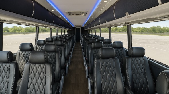 Interior of Charter Bus Company Bolingbrook's 50 Passenger Charter Bus in Bolingbrook