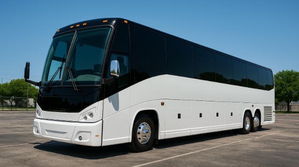 Exterior of Charter Bus Company Bolingbrook's 54 Passenger Charter Bus in Bolingbrook