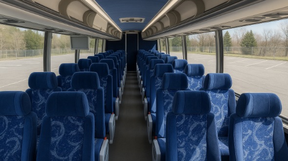 Interior of Charter Bus Company Bolingbrook's 54 Passenger Charter Bus in Bolingbrook