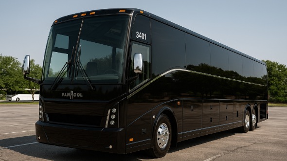 Exterior of Charter Bus Company Bolingbrook's 55 Passenger Charter Bus in Bolingbrook