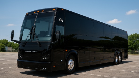Exterior of Charter Bus Company Bolingbrook's 56 Passenger Charter Bus in Bolingbrook