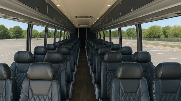Interior of Charter Bus Company Bolingbrook's 56 Passenger Charter Bus in Bolingbrook