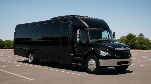 Exterior of Charter Bus Company Bolingbrook's Party Bus in Bolingbrook