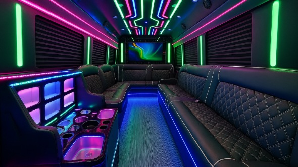 Interior of Charter Bus Company Bolingbrook's Party Bus in Bolingbrook